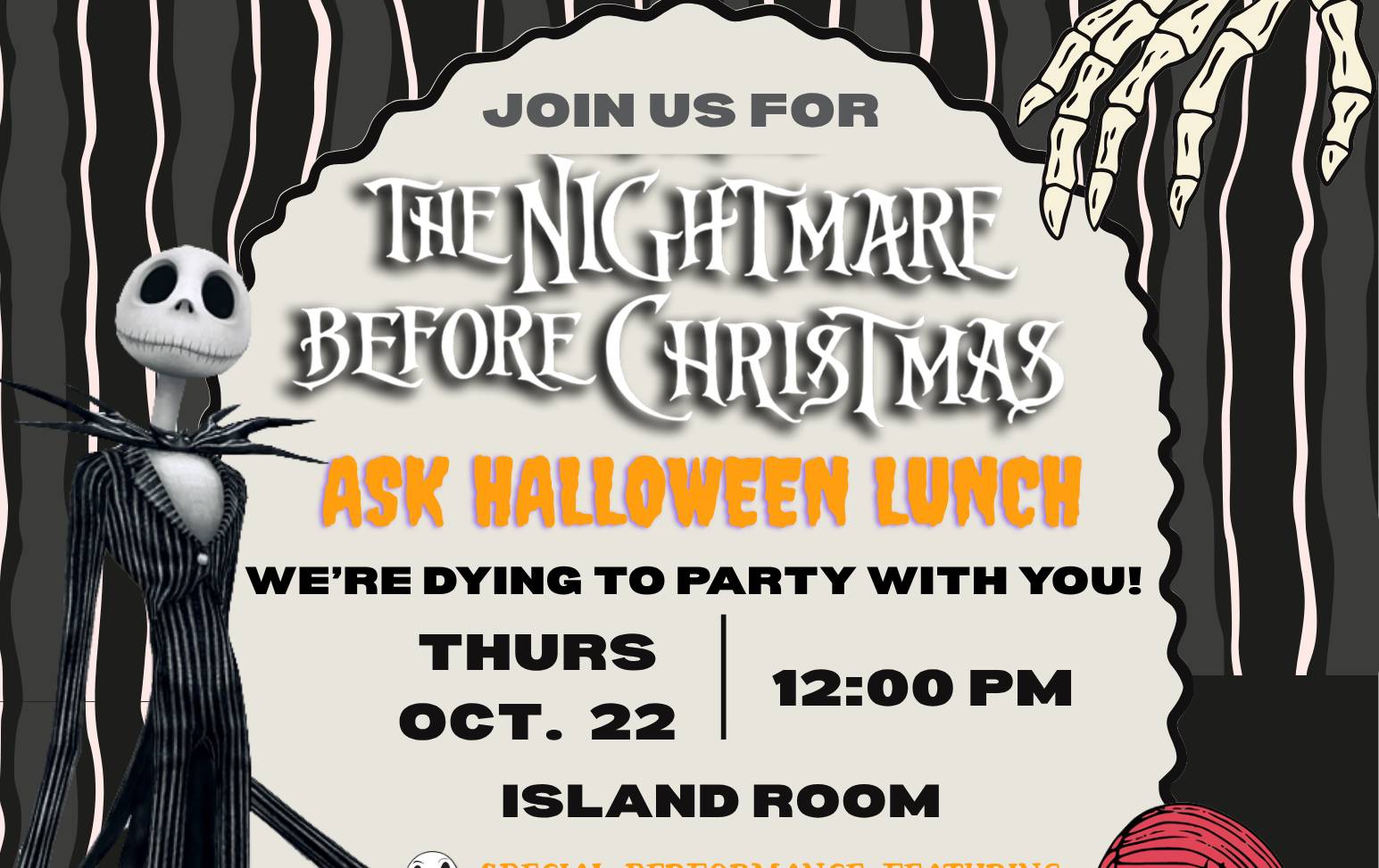 Lunch & Halloween Celebration: "Nightmare Before Christmas" banner